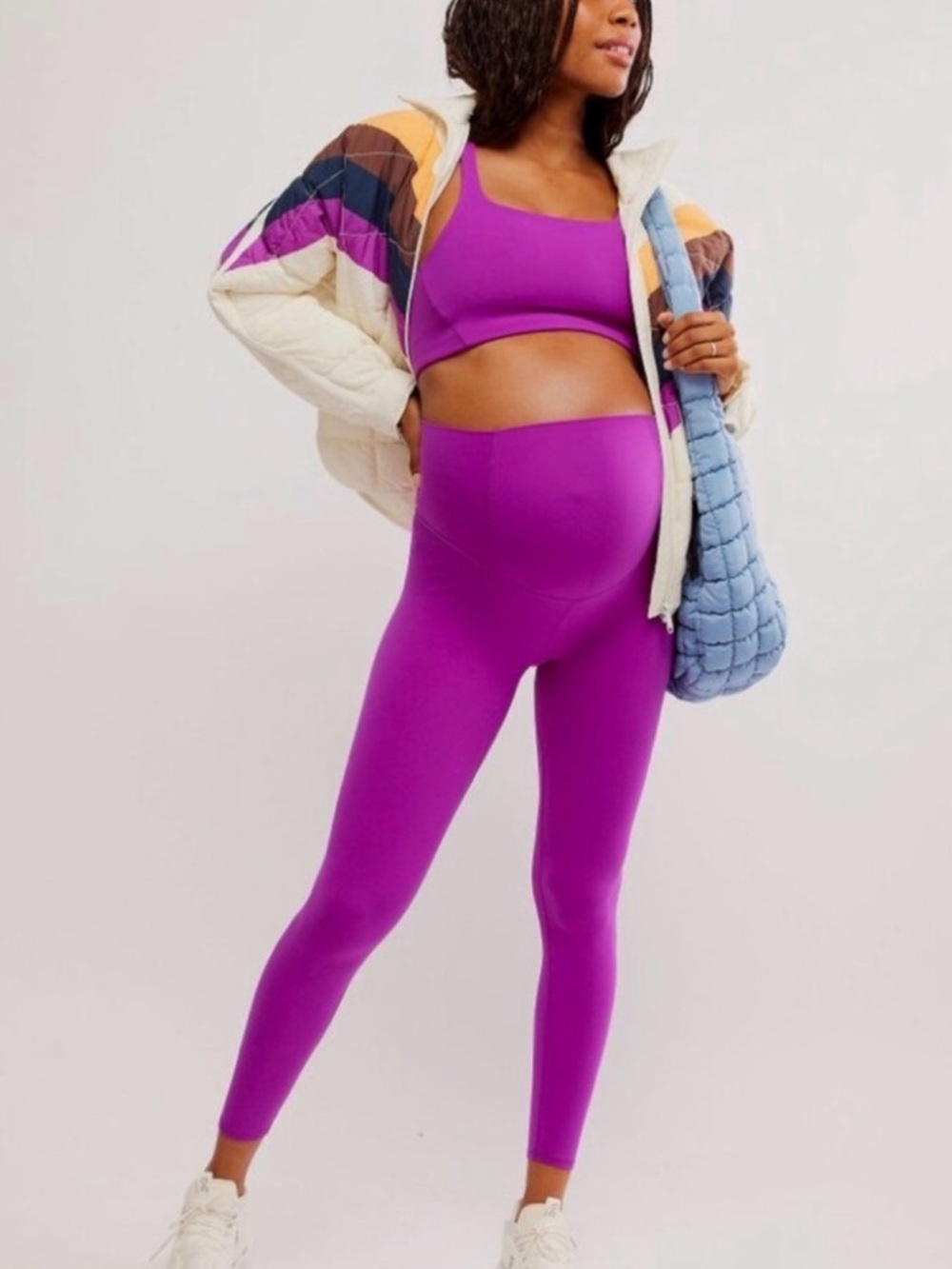 Maternity High-Rise Magenta Seamless Leggings